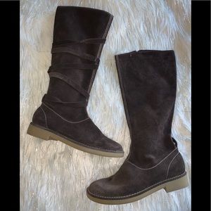 Brown mid calf suede boots Sz 9W